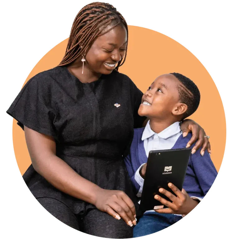 mother and son with the uLesson tab