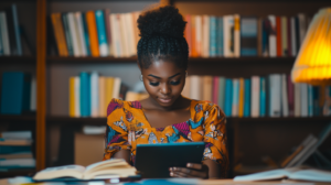A girl studying in a study area and building strong study habits